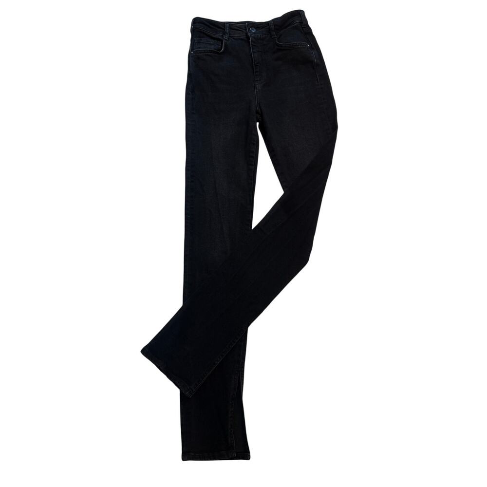 Pilcro Anthropologie The Split Straight Jeans Black High Rise Split Hem 26